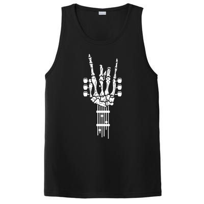 Rock Roll Skeleton Guitar Music Lover Gift PosiCharge Competitor Tank