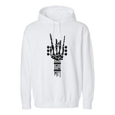 Rock Roll Skeleton Guitar Music Lover Gift Garment-Dyed Fleece Hoodie