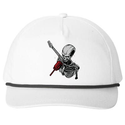 Rock Roll Skeleton Guitar Player Figurine Music Lover Snapback Five-Panel Rope Hat