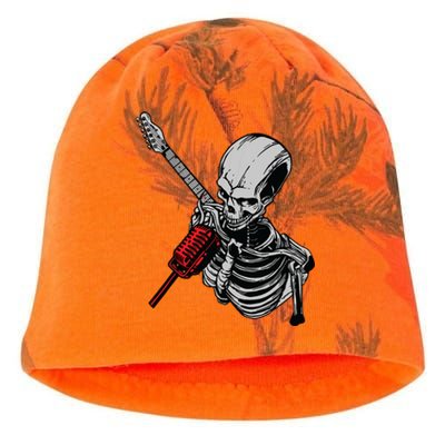 Rock Roll Skeleton Guitar Player Figurine Music Lover Kati - Camo Knit Beanie