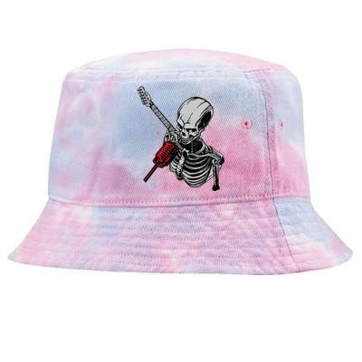 Rock Roll Skeleton Guitar Player Figurine Music Lover Tie-Dyed Bucket Hat