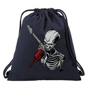 Rock Roll Skeleton Guitar Player Figurine Music Lover Drawstring Bag