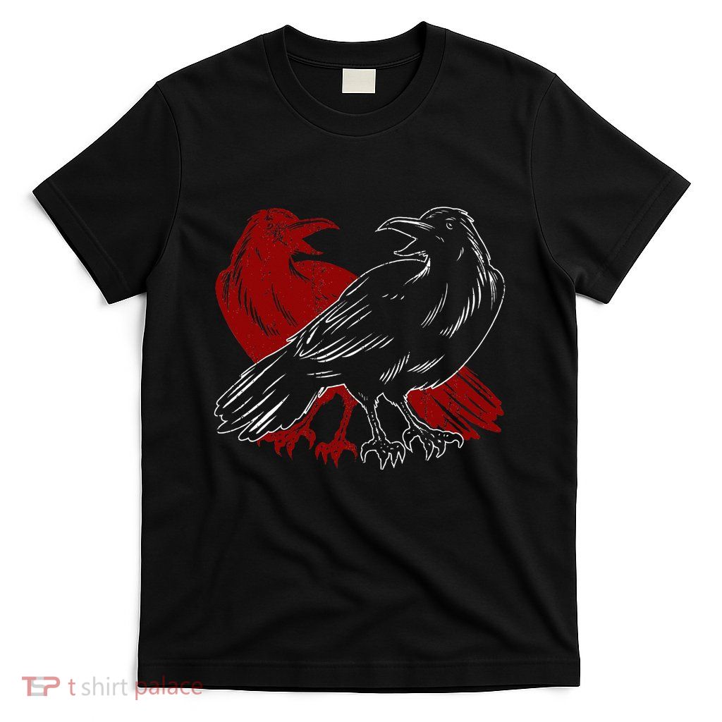 Red Raven Spooky Gothic Animal Forest Bird Black Crow T-Shirt