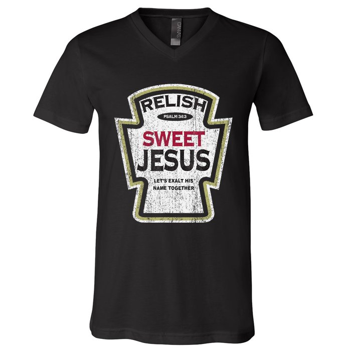 Retro Relish Sweet Jesus V-Neck T-Shirt