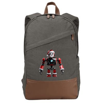 Realistic Robotic Santa Robot Christmas Xmas Lover Cotton Canvas Backpack