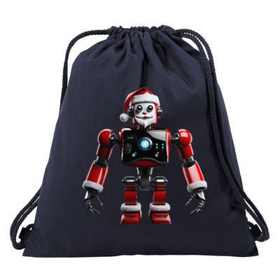 Realistic Robotic Santa Robot Christmas Xmas Lover Drawstring Bag