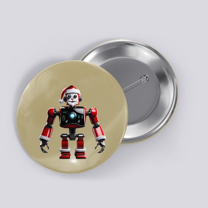 Realistic Robotic Santa Robot Christmas Xmas Lover Button