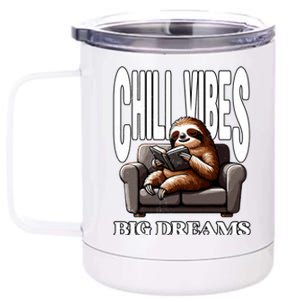 Relaxed Reader Sloth 12 oz Stainless Steel Tumbler Cup