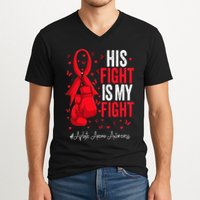 Red Ribbon Survivor Fighter Aplastic Anemia Awareness V-Neck T-Shirt