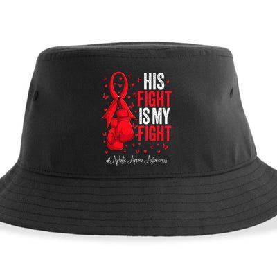 Red Ribbon Survivor Fighter Aplastic Anemia Awareness Sustainable Bucket Hat