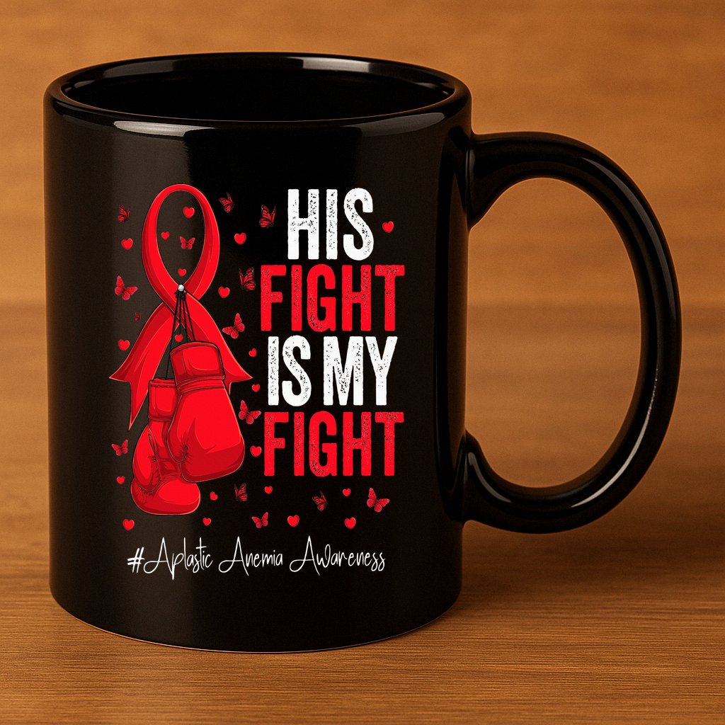 Red Ribbon Survivor Fighter Aplastic Anemia Awareness 11oz C Handle Ceramic Mug