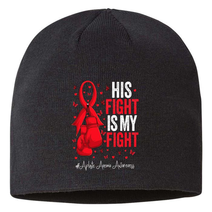 Red Ribbon Survivor Fighter Aplastic Anemia Awareness Sustainable Beanie