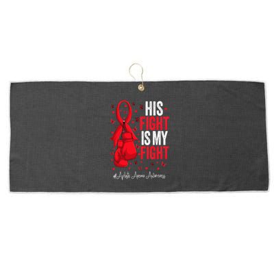 Red Ribbon Survivor Fighter Aplastic Anemia Awareness Large Microfiber Waffle Golf Towel