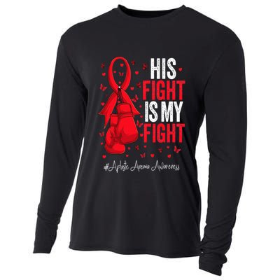 Red Ribbon Survivor Fighter Aplastic Anemia Awareness Cooling Performance Long Sleeve Crew