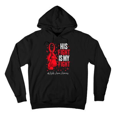 Red Ribbon Survivor Fighter Aplastic Anemia Awareness Tall Hoodie