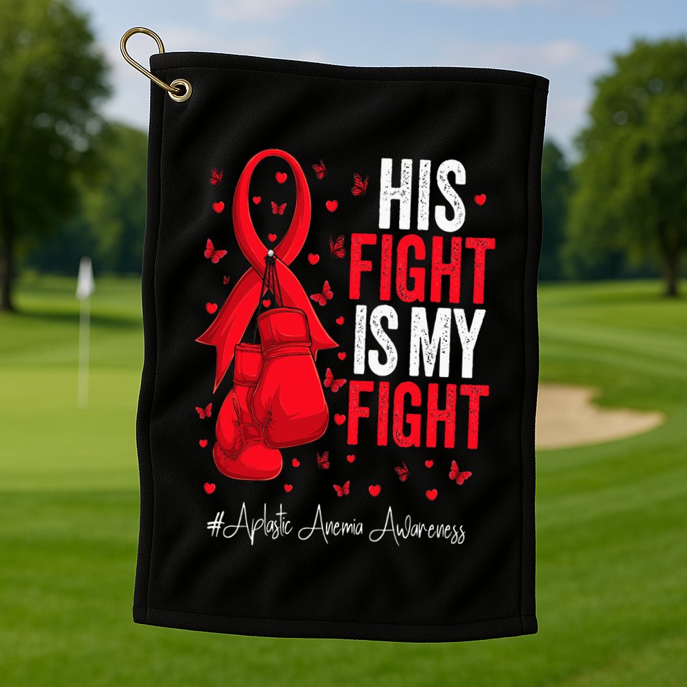 Red Ribbon Survivor Fighter Aplastic Anemia Awareness Golf Towel