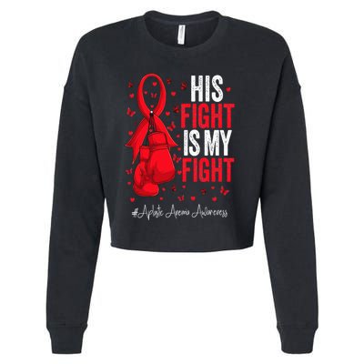 Red Ribbon Survivor Fighter Aplastic Anemia Awareness Cropped Pullover Crew