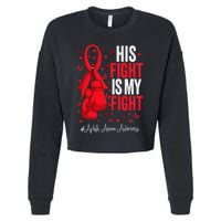 Red Ribbon Survivor Fighter Aplastic Anemia Awareness Cropped Pullover Crew