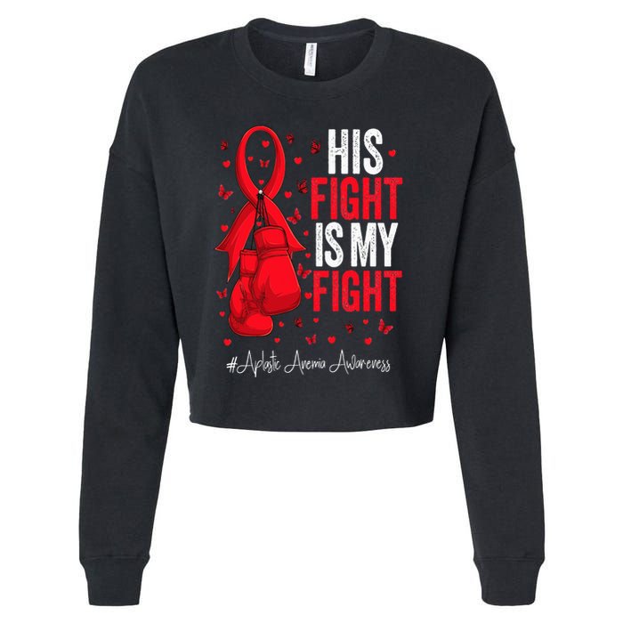 Red Ribbon Survivor Fighter Aplastic Anemia Awareness Cropped Pullover Crew