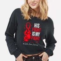 Red Ribbon Survivor Fighter Aplastic Anemia Awareness Cropped Pullover Crew