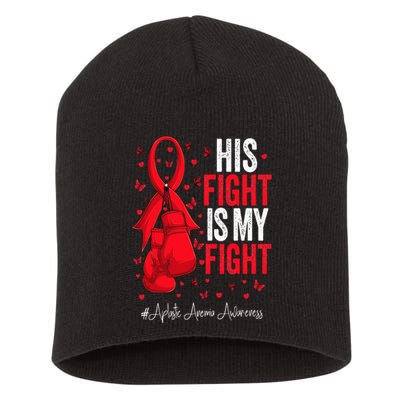 Red Ribbon Survivor Fighter Aplastic Anemia Awareness Short Acrylic Beanie