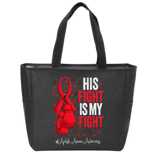 Red Ribbon Survivor Fighter Aplastic Anemia Awareness Zip Tote Bag