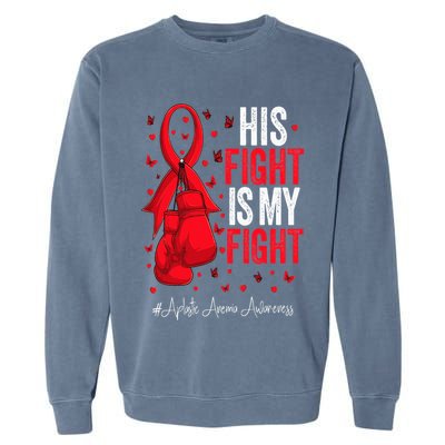 Red Ribbon Survivor Fighter Aplastic Anemia Awareness Garment-Dyed Sweatshirt