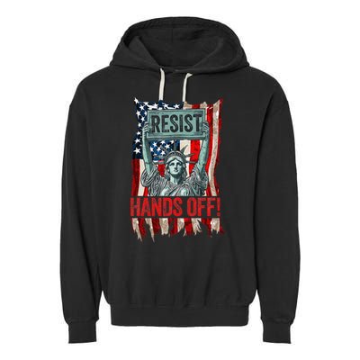Resist Resistance Statue Of Liberty Hands Off Protest Retro Garment-Dyed Fleece Hoodie