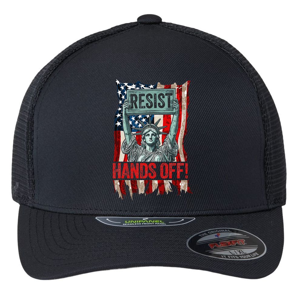 Resist Resistance Statue Of Liberty Hands Off Protest Retro Flexfit Unipanel Trucker Cap