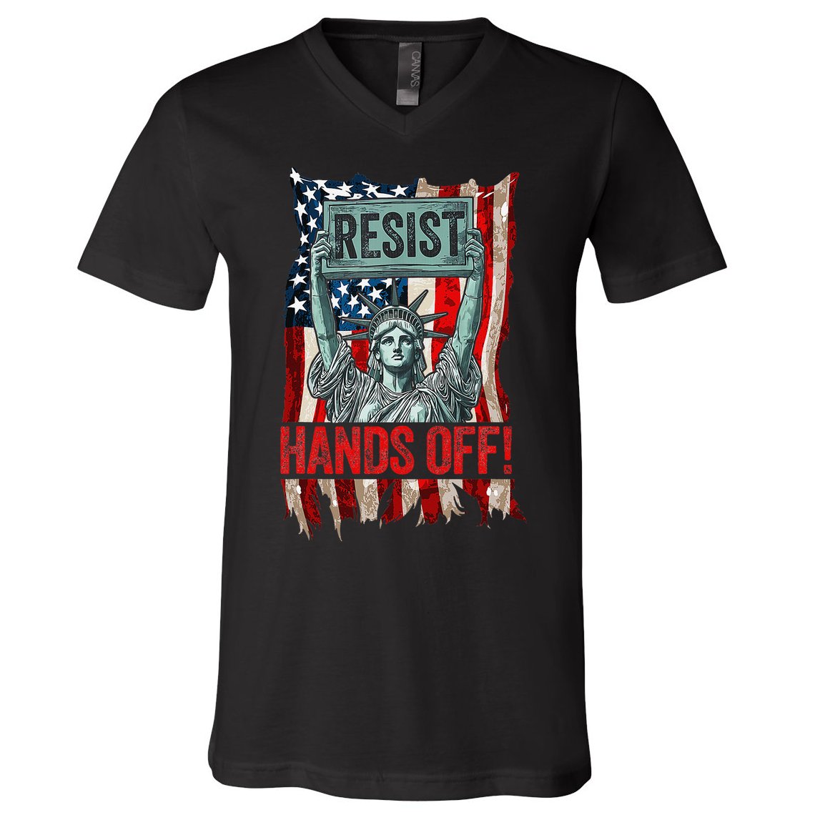 Resist Resistance Statue Of Liberty Hands Off Protest Retro V-Neck T-Shirt