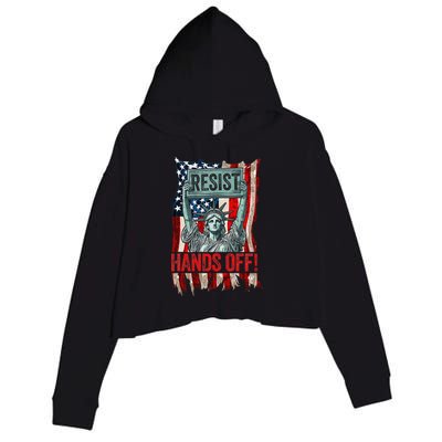 Resist Resistance Statue Of Liberty Hands Off Protest Retro Crop Fleece Hoodie