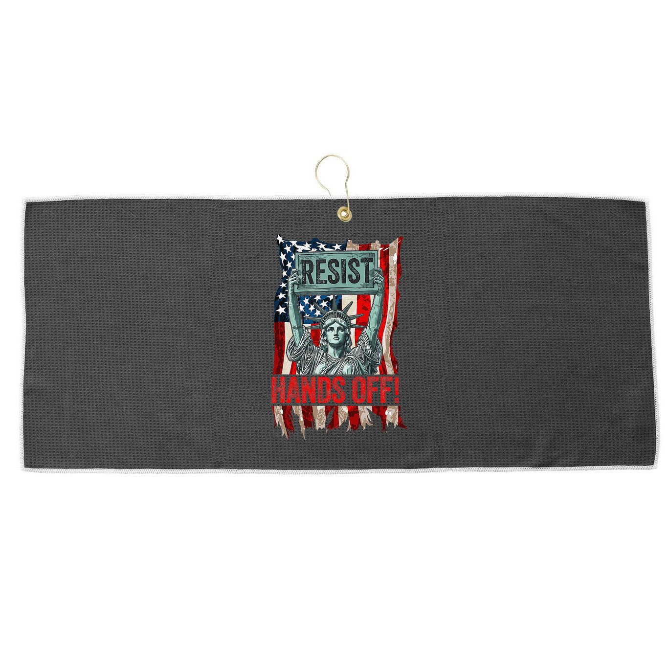 Resist Resistance Statue Of Liberty Hands Off Protest Retro Large Microfiber Waffle Golf Towel