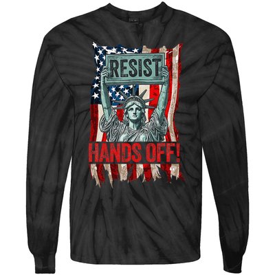 Resist Resistance Statue Of Liberty Hands Off Protest Retro Tie-Dye Long Sleeve Shirt