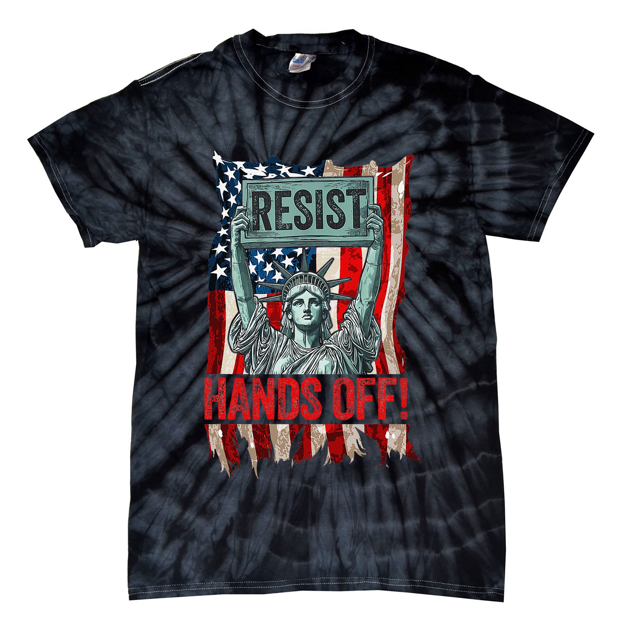 Resist Resistance Statue Of Liberty Hands Off Protest Retro Tie-Dye T-Shirt