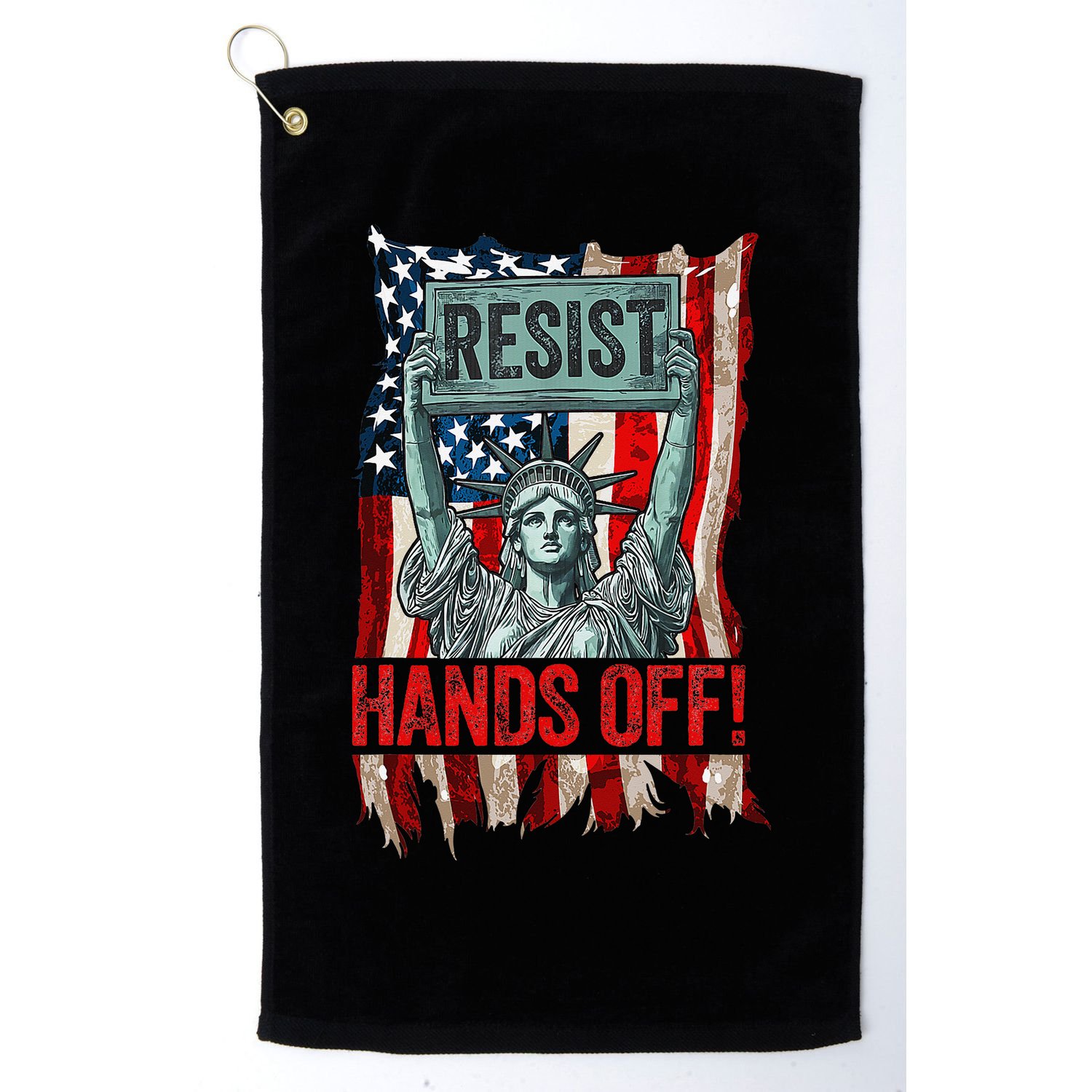 Resist Resistance Statue Of Liberty Hands Off Protest Retro Golf Towel
