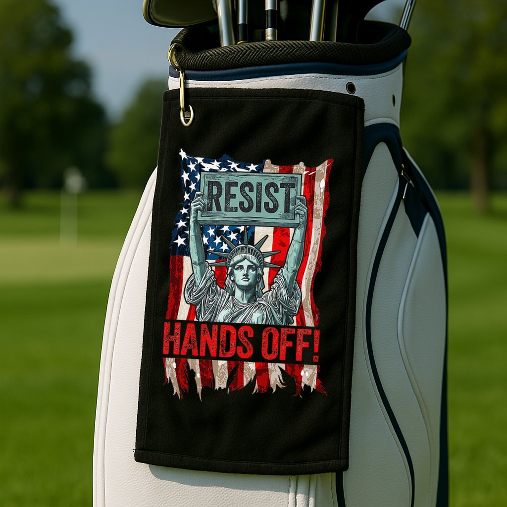 Resist Resistance Statue Of Liberty Hands Off Protest Retro Golf Towel