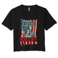 Resist Resistance Statue Of Liberty Hands Off Protest Retro Women's Crop Top Tee