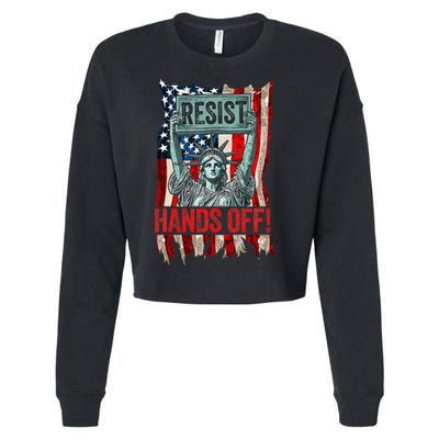 Resist Resistance Statue Of Liberty Hands Off Protest Retro Cropped Pullover Crew