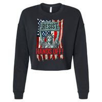 Resist Resistance Statue Of Liberty Hands Off Protest Retro Cropped Pullover Crew