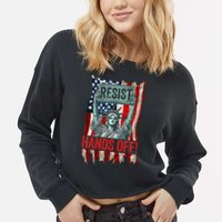 Resist Resistance Statue Of Liberty Hands Off Protest Retro Cropped Pullover Crew