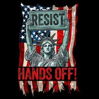 Resist Resistance Statue Of Liberty Hands Off Protest Retro Cropped Pullover Crew