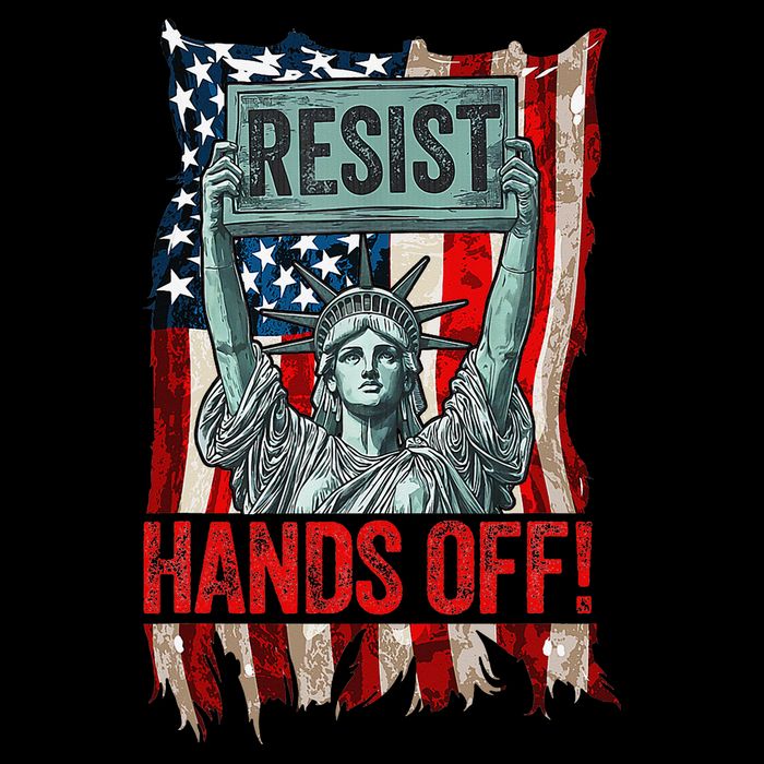 Resist Resistance Statue Of Liberty Hands Off Protest Retro Cropped Pullover Crew