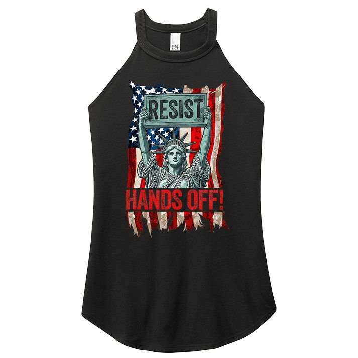 Resist Resistance Statue Of Liberty Hands Off Protest Retro Women's Perfect Tri Rocker Tank