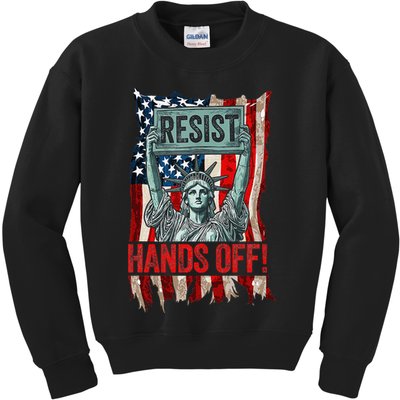 Resist Resistance Statue Of Liberty Hands Off Protest Retro Kids Sweatshirt