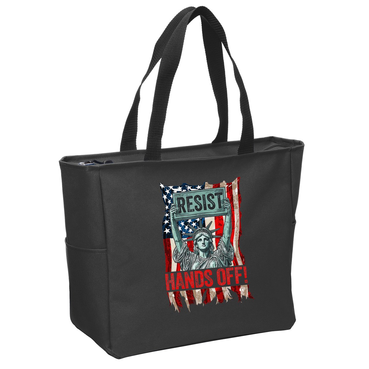 Resist Resistance Statue Of Liberty Hands Off Protest Retro Zip Tote Bag