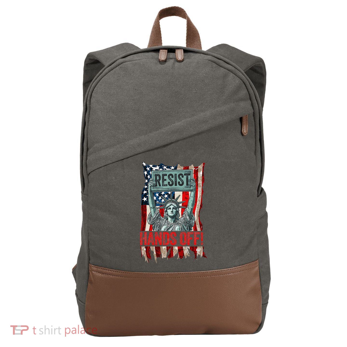 Resist Resistance Statue Of Liberty Hands Off Protest Retro Cotton Canvas Backpack