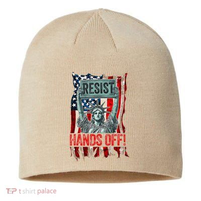 Resist Resistance Statue Of Liberty Hands Off Protest Retro Sustainable Beanie