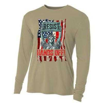 Resist Resistance Statue Of Liberty Hands Off Protest Retro Cooling Performance Long Sleeve Crew
