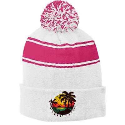 Rasta Reggae Sunset One Love Rastafari Jamaican Stripe Pom Pom Beanie