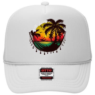 Rasta Reggae Sunset One Love Rastafari Jamaican High Crown Mesh Back Trucker Hat